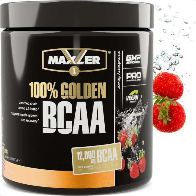 фото Аминокислоты maxler 100% golden bcaa (2:1:1) 210 гр. - клубника