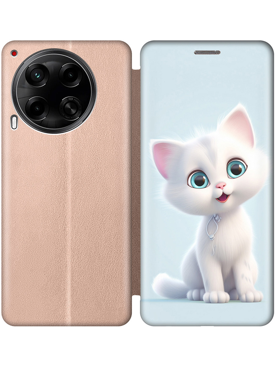 

Чехол-книжка на Tecno Camon 30 4g / 30 5g с принтом "Глазастый котик" золотой, Золотистый;голубой;белый, 782632411