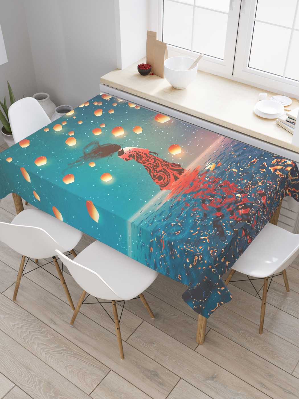 

Скатерть прямоугольная JoyArty "Морской призрак" из сатена, 120x145 см, Белый, Морской призрак