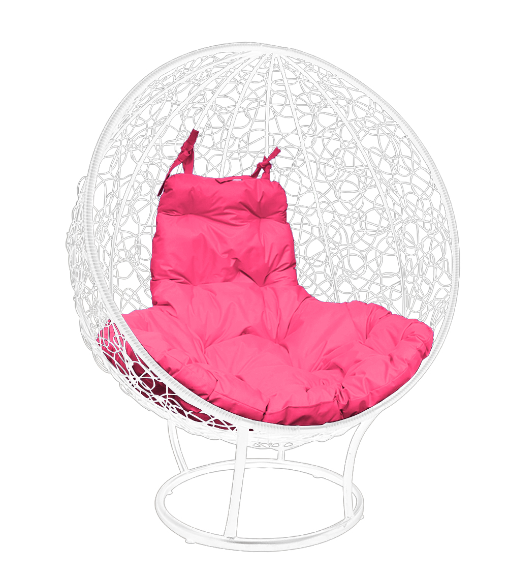 Кресло садовое M-Group Круг белое на подставке ротанг 11080108 розовая подушка
