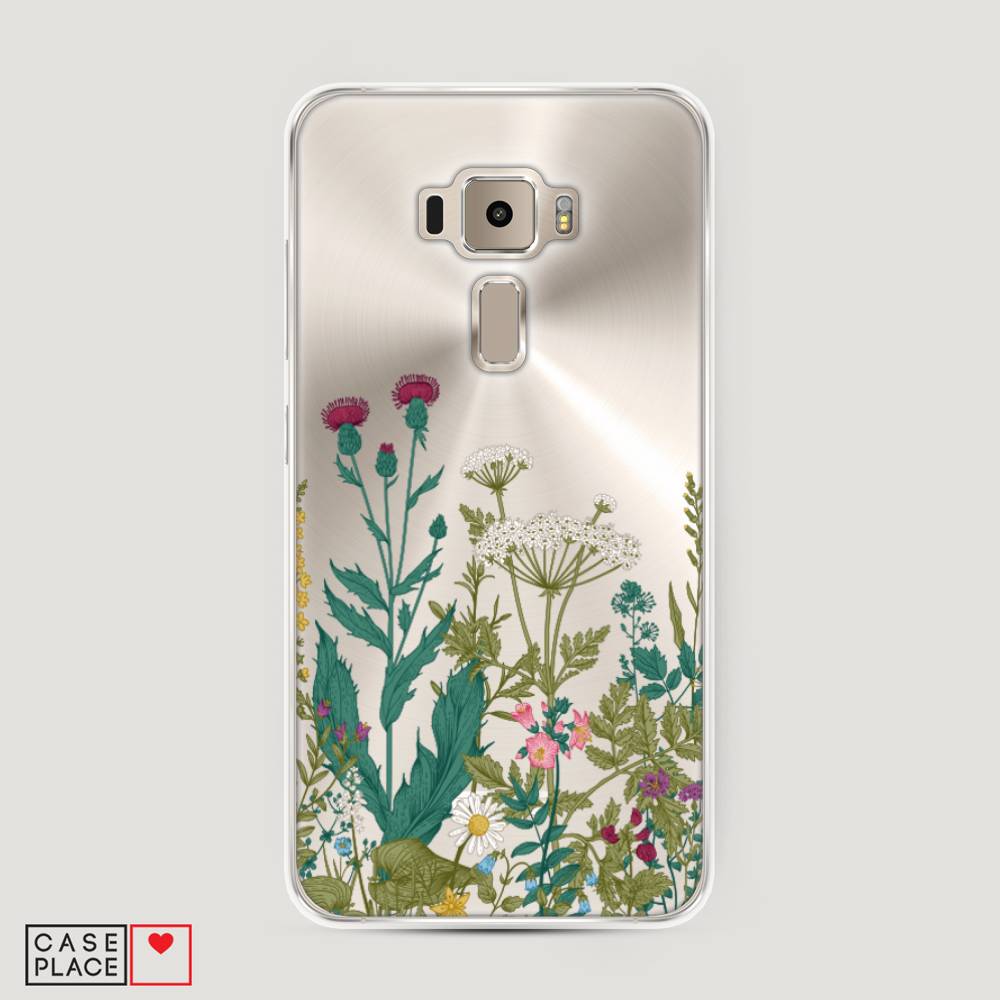 

Чехол на Asus Zenfone 3 ZE520KL "Дикие полевые цветы", Зеленый;розовый;белый, 41150-2