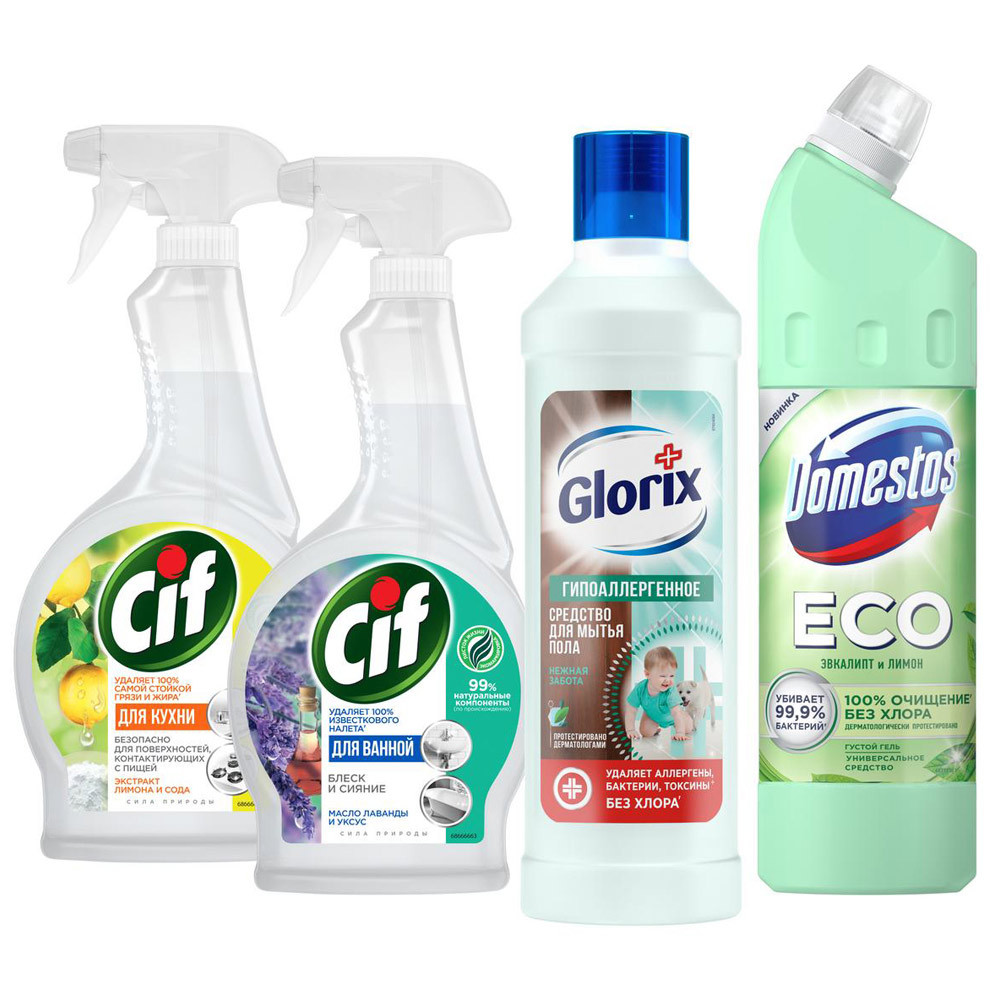 

Набор чистящих средств Domestos Cif Glorix ECO универсальный
