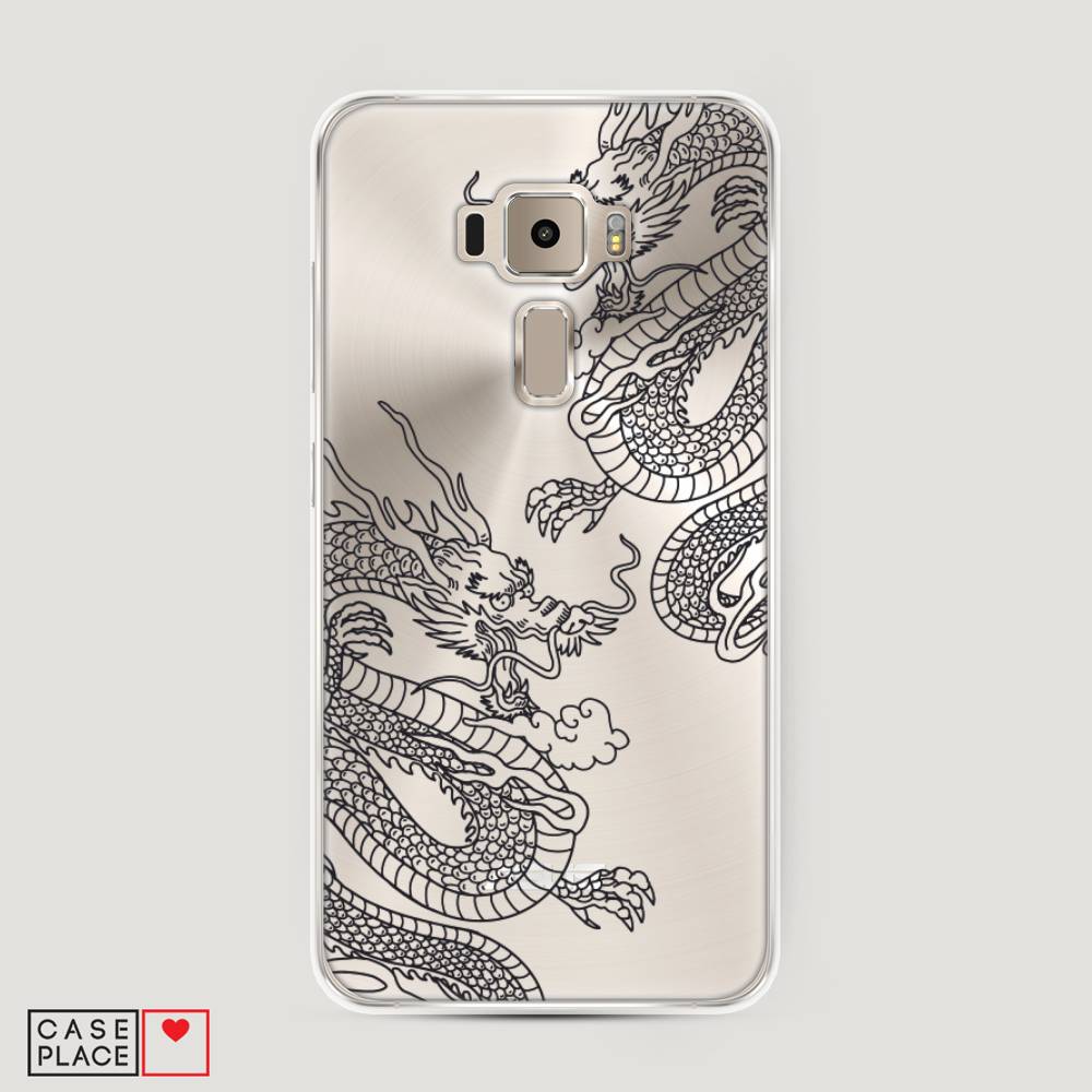 

Чехол на Asus Zenfone 3 ZE520KL "Два китайских дракона", Серый;черный, 41150-1