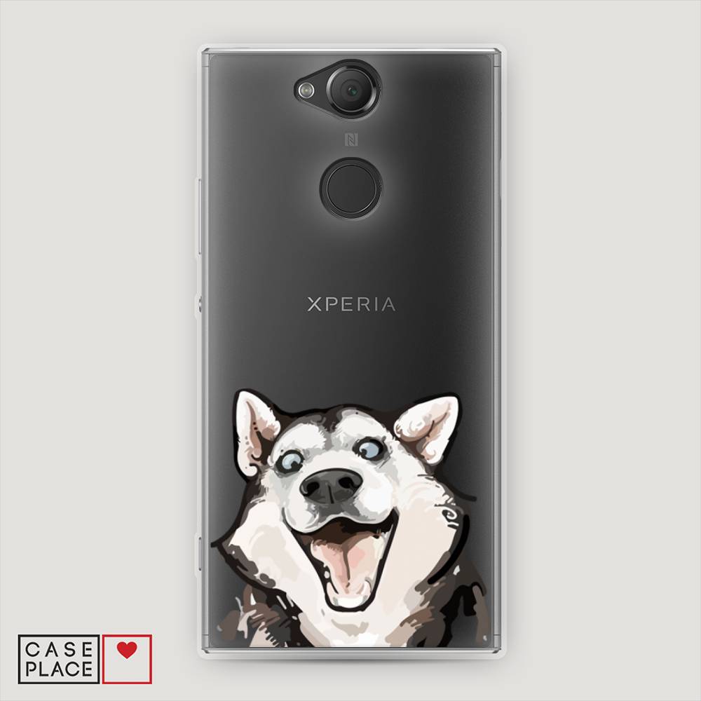 фото Силиконовый чехол "радостный хаски" на sony xperia xa2 awog