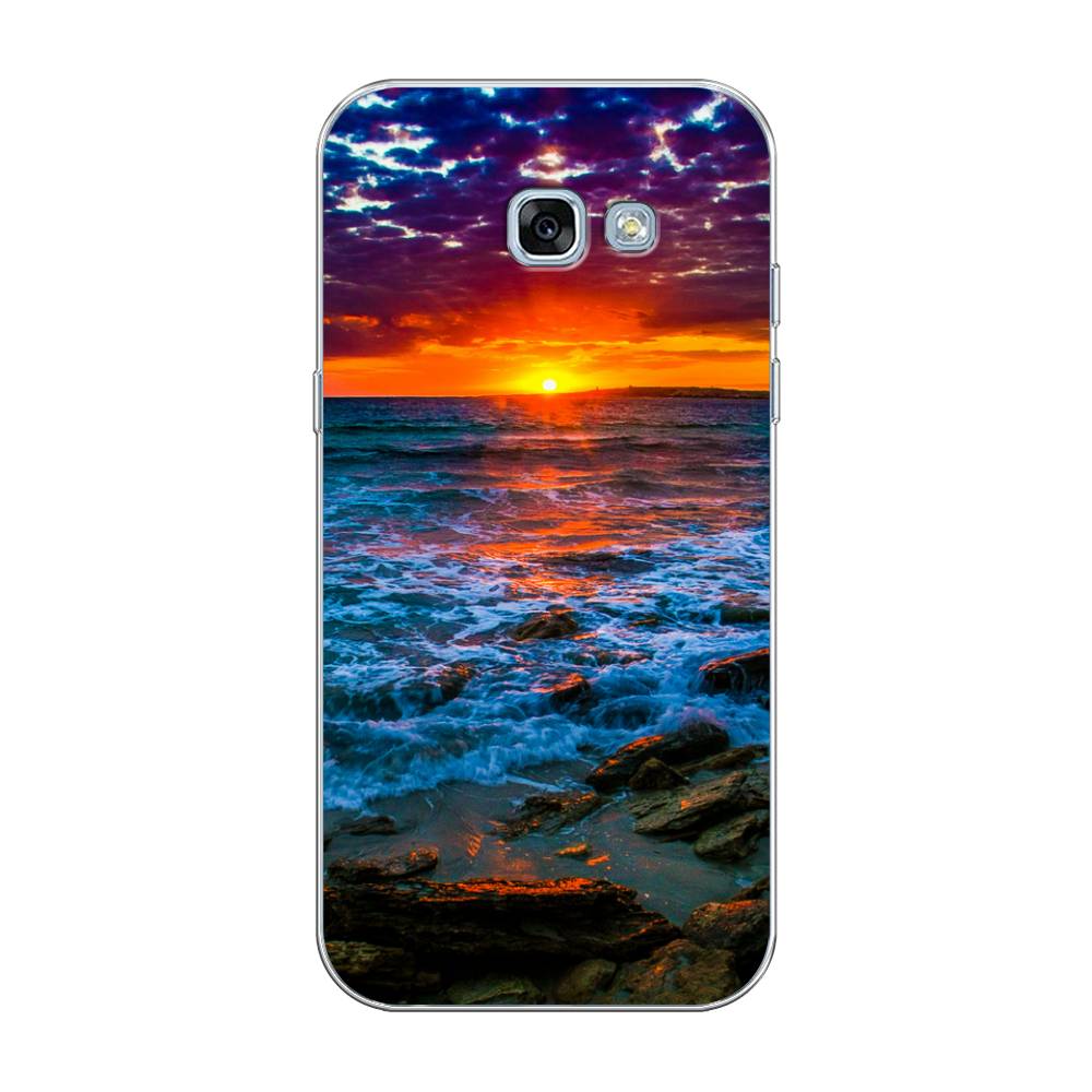 

Чехол на Samsung Galaxy A3 2017 "Закат 1", Оранжевый;синий, 20350-2