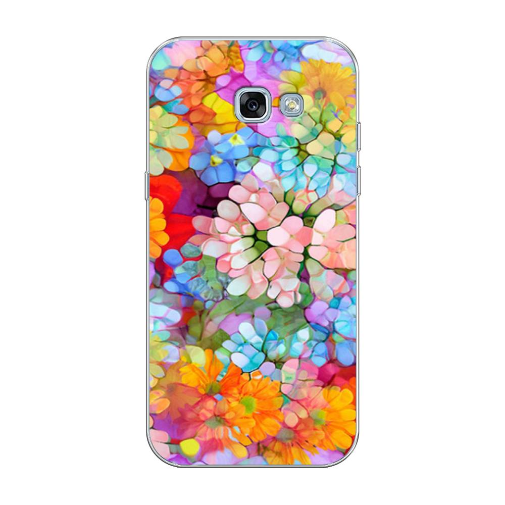 

Чехол на Samsung Galaxy A3 2017 "Цветы витраж", Оранжевый;розовый;голубой, 20350-3