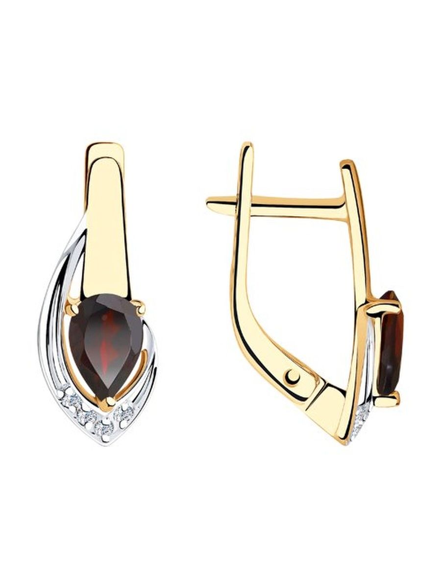 

Серьги из золота TEO MAORI 837725924, гранат/фианит, 837725924