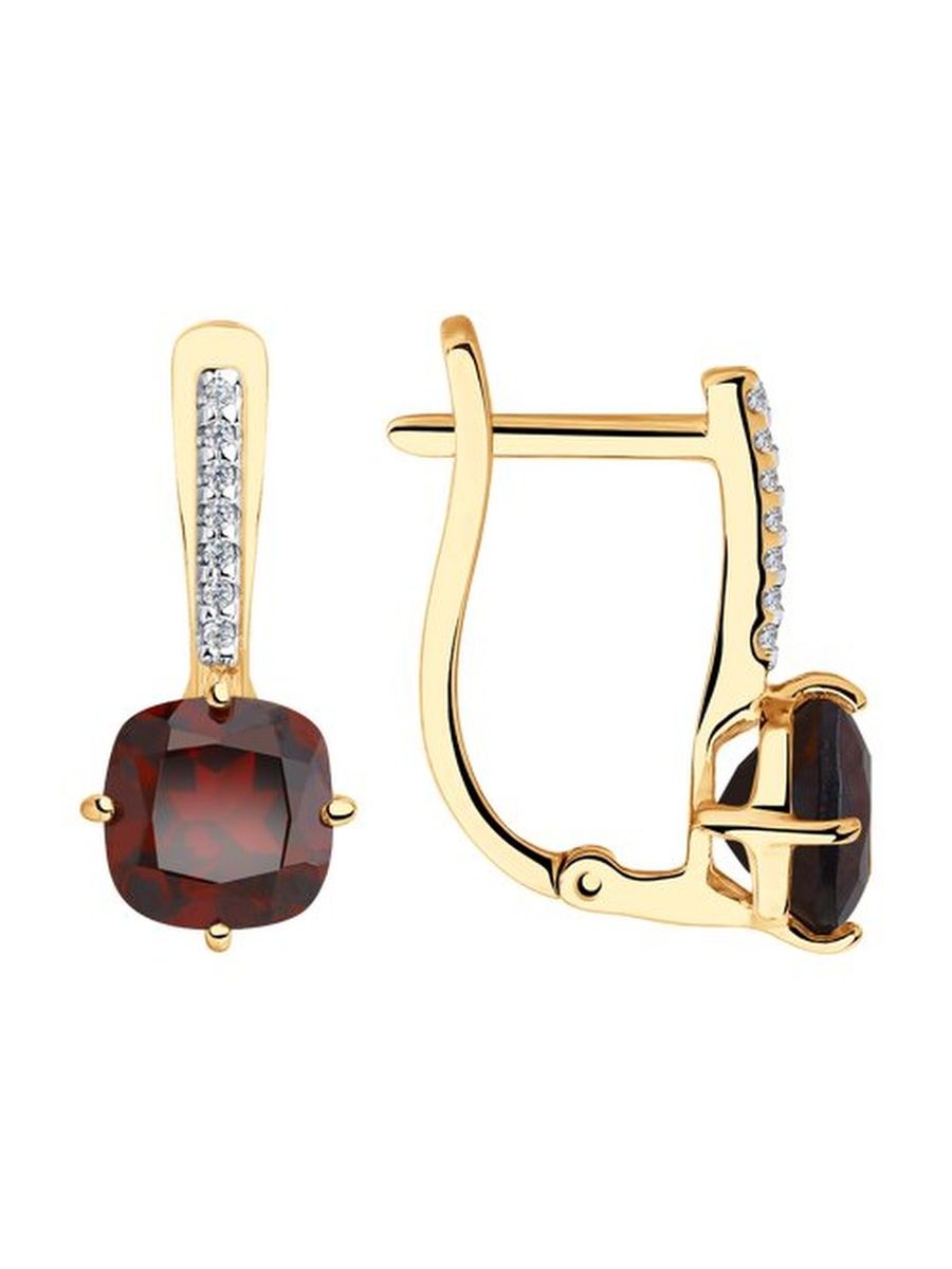 

Серьги из золота TEO MAORI 837725862, гранат/фианит, 837725862