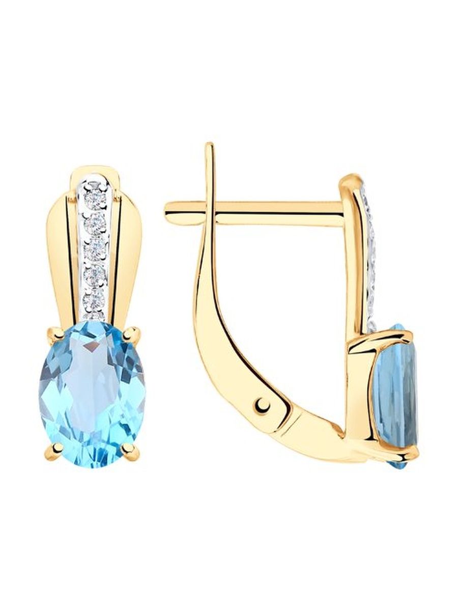 

Серьги из золота TEO MAORI 837725844, топаз/фианит, 837725844