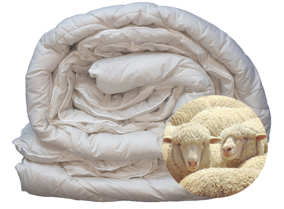 фото Одеяло шерсть мериноса зимнее 140х205 см беларусь