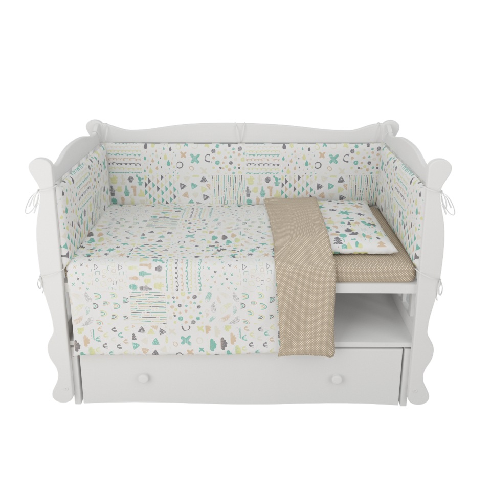 

Комплект в кроватку AmaroBaby 4 пр. Абстракция, белый/коричневый (перкаль), AMARO-3004