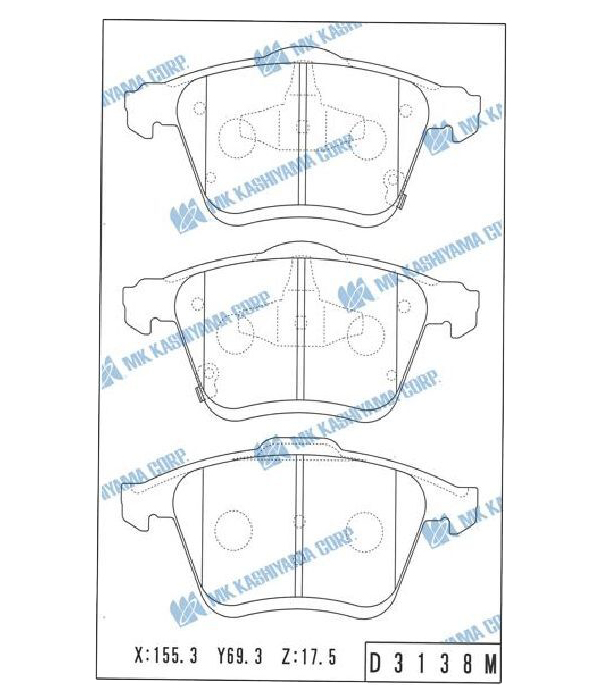 

Колодки дисковые передние Mazda 6 GG/GY 2.3 02> D3138M-01