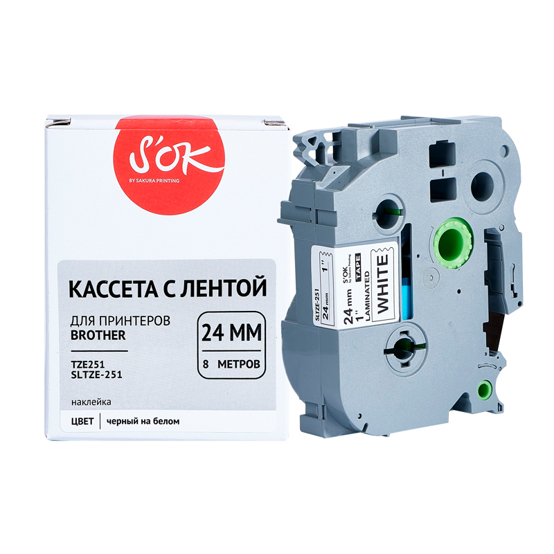 

Ленточный картридж для ленточных принтеров SAKURA (SLTZE251) белый, совместимый