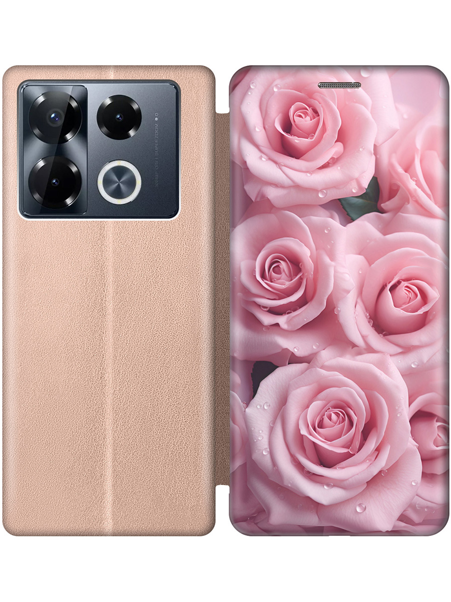 

Чехол-книжка на Infinix Note 40 Pro / 40 Pro 5g / 40 Pro+ 5g с принтом "Букет роз" золотой, Золотистый;розовый, 782627022
