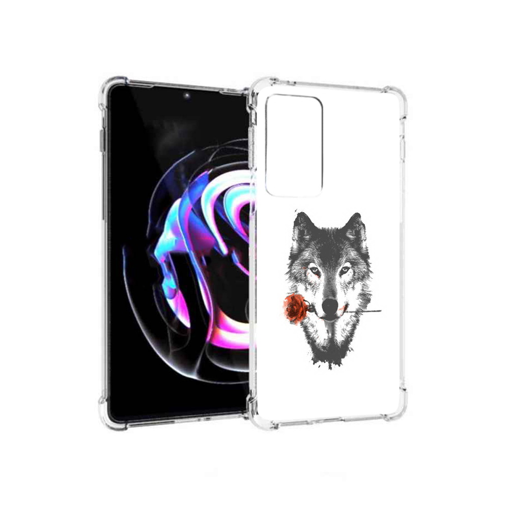 

Чехол MyPads Tocco для Motorola Moto Edge 20 Pro волк с розой (PT227063.364.270), Прозрачный, Tocco