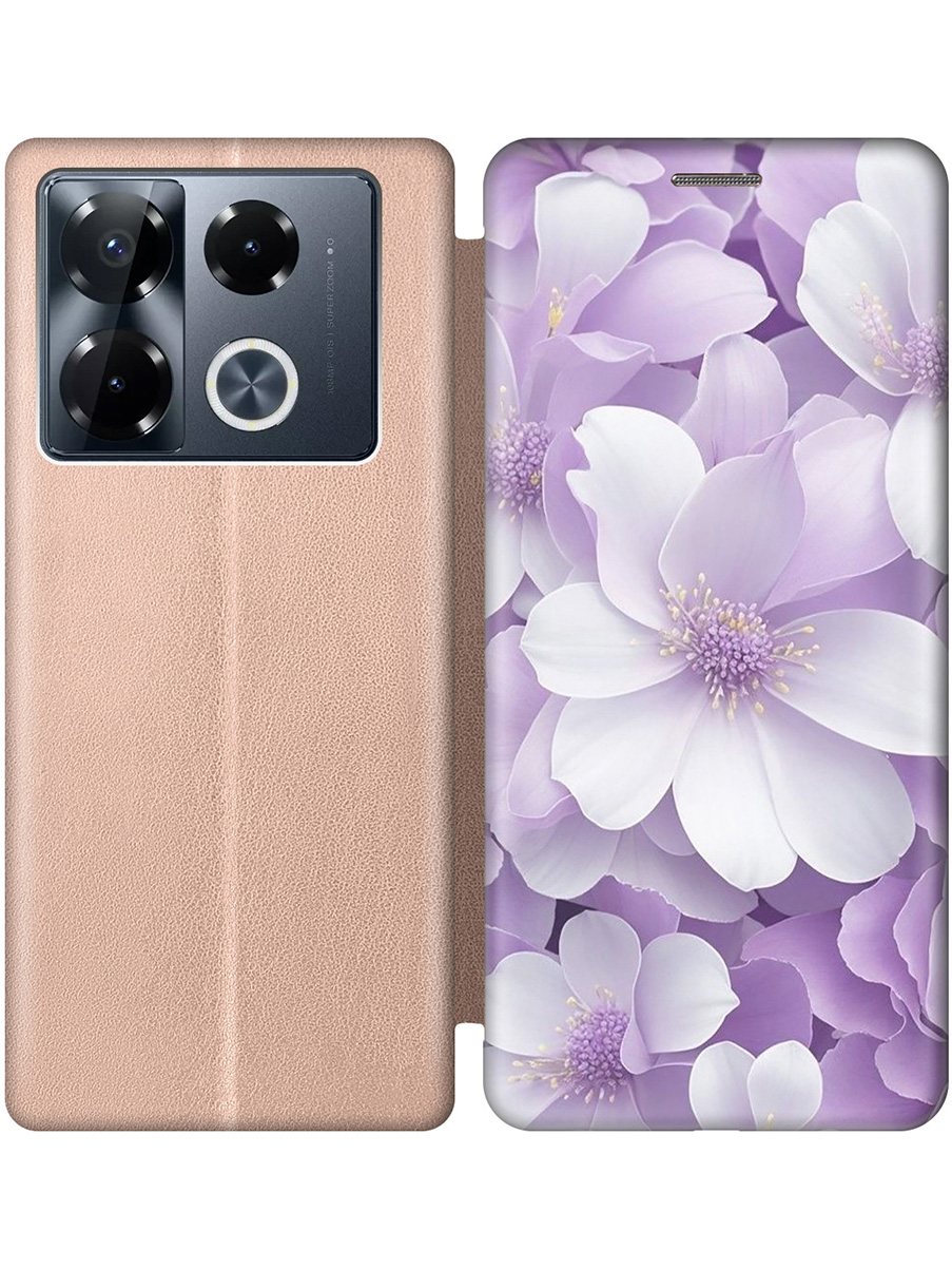 

Чехол-книжка на Infinix Note 40 Pro / 40 Pro 5g / 40 Pro+ 5g с принтом золотой 884613, Золотистый;белый;фиолетовый, 782627021