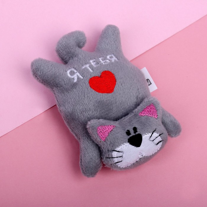 

Мягкая игрушка-магнит Milotoys Я тебя люблю, кот, Серый