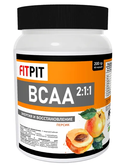 

FITPIT BCAA 2:1:1 Аминокислоты 200 гр порошок (Персик) Сила и восстановление, BCAA 2:1:1