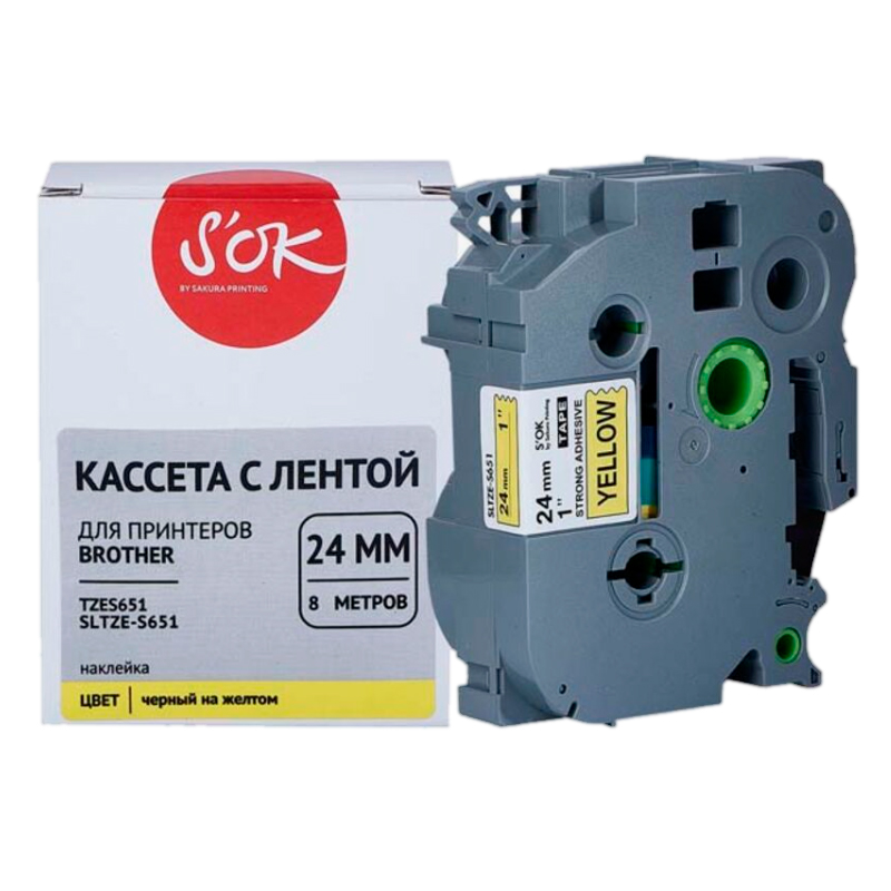 

Ленточный картридж для ленточных принтеров SAKURA (SLTZES651) желтый, совместимый