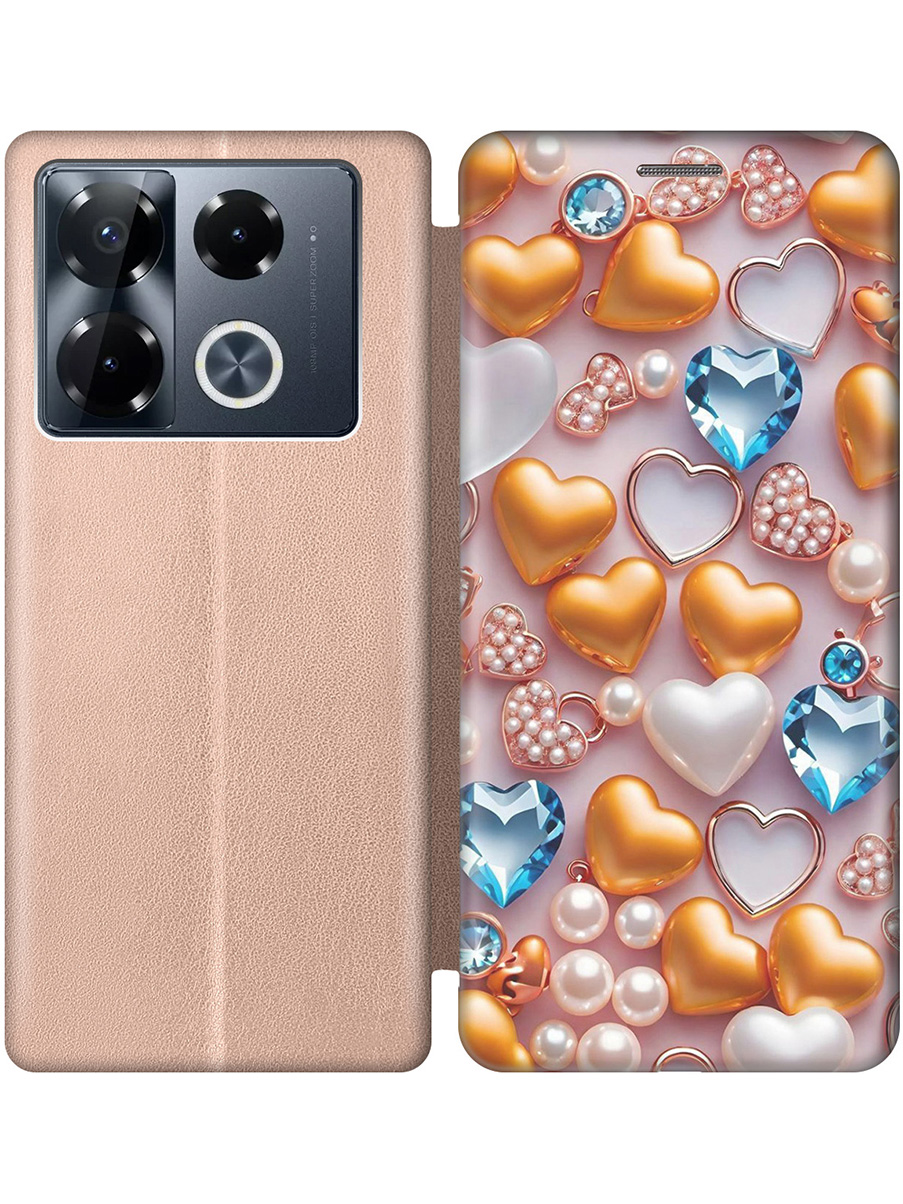 

Чехол-книжка на Infinix Note 40 Pro / 40 Pro 5g / 40 Pro+ 5g с принтом золотой 875141, Золотистый;белый;голубой, 782627091