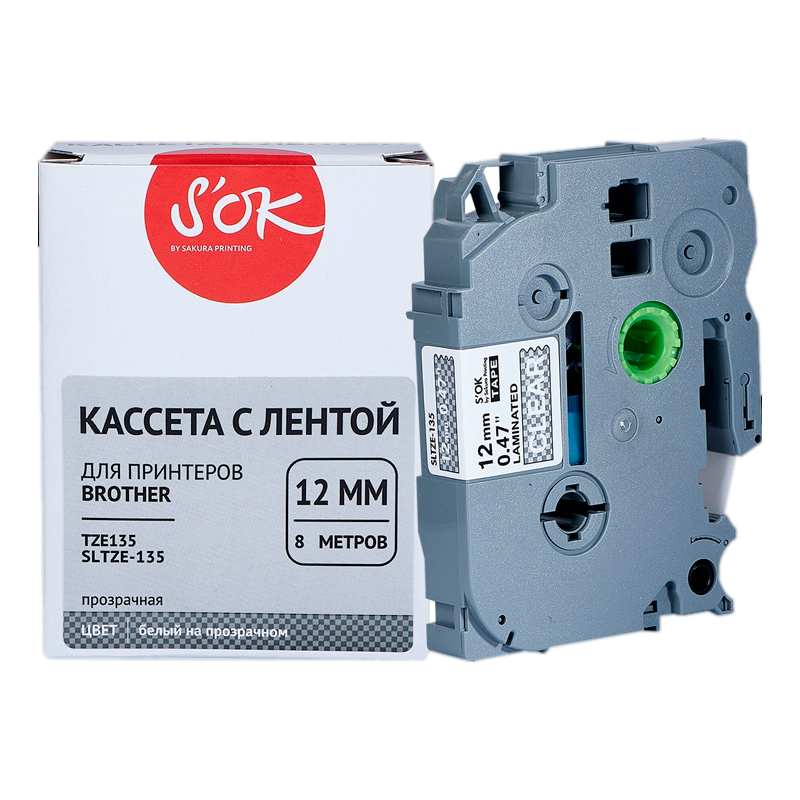 

Ленточный картридж для ленточных принтеров SAKURA (SLTZE135) прозрачный, совместимый