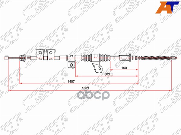 SAT Трос ручного тормоза MITSUBISHI PAJERO III V60/V70/MONTERO II 00-06 LH