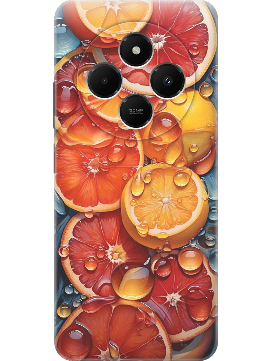 

Силиконовый чехол на Xiaomi Redmi 14C / Poco C75 с принтом "Сочные апельсины в каплях", Прозрачный;красный;оранжевый, 786715731