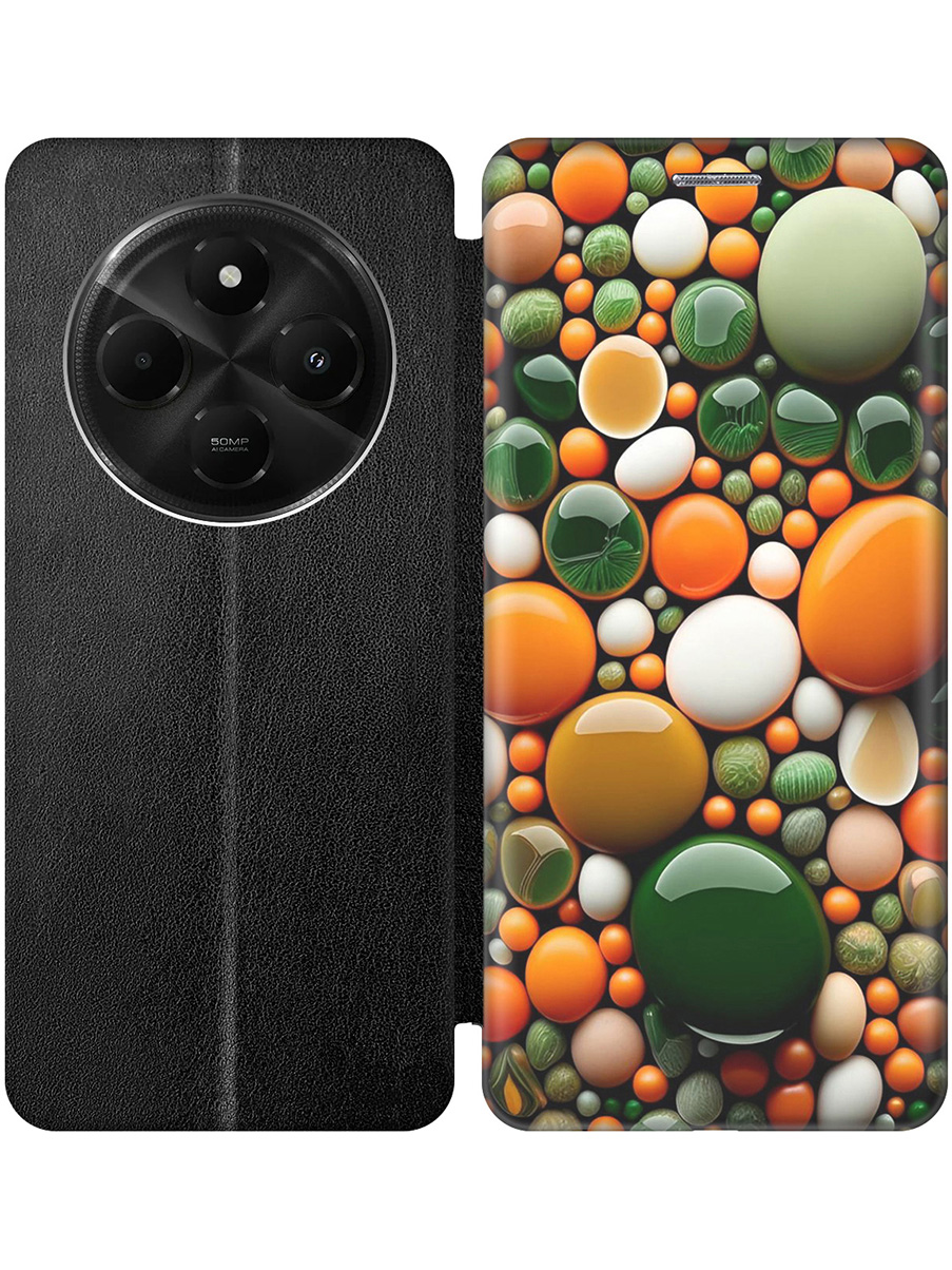 

Чехол-книжка на Xiaomi Redmi 14C / Poco C75 с принтом "Оранжевые и зеленые камушки" черный, Черный;оранжевый;зеленый, 786715741
