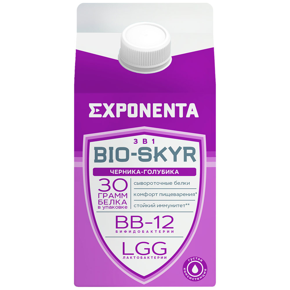 

Напиток Exponenta BIO-SKYR 3в1 кисломолочный обезжиренный черника-голубика 500 г