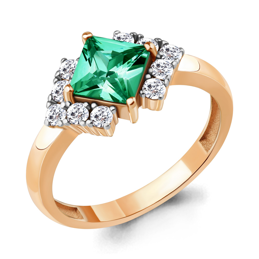 Кольцо из серебра с фианитом Aquamarine Aquamarine 67410АГ_925_з р. 17, 67410АГ_925_з