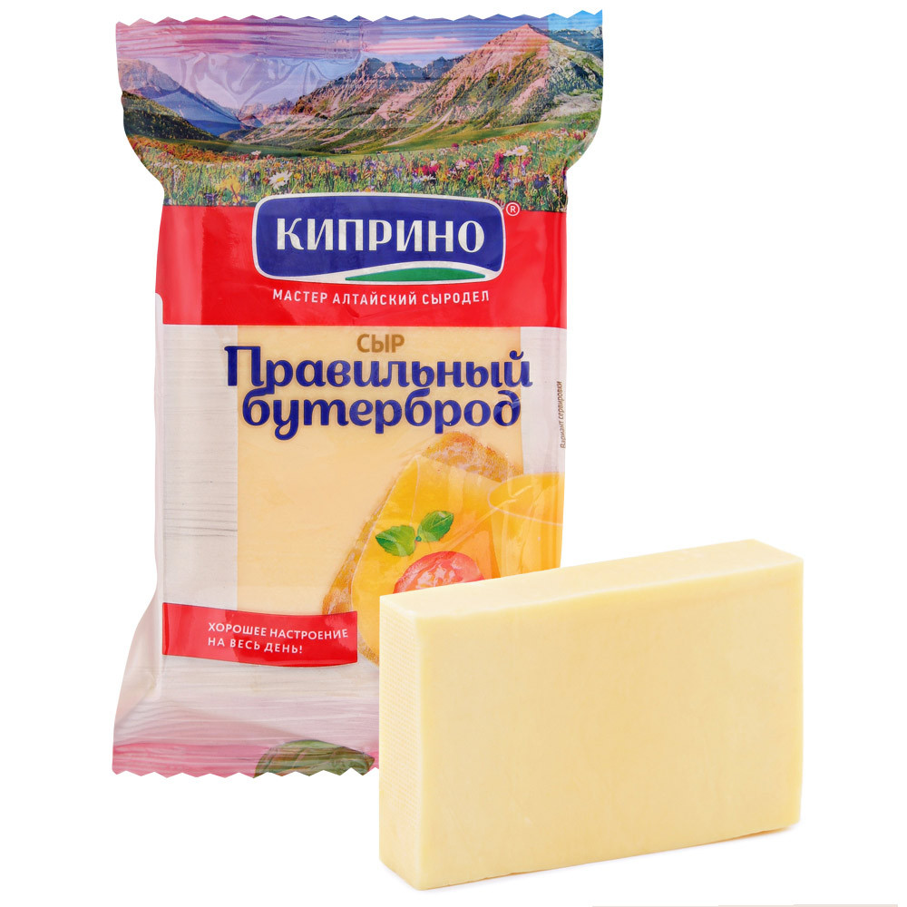 

Сыр полутвердый Киприно Правильный бутерброд 50% 180 г
