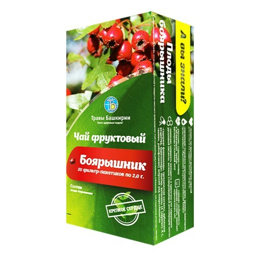 

Чай Травы Башкирии Боярышник фруктовый фильтр-пакеты 2,0 г 20 шт.