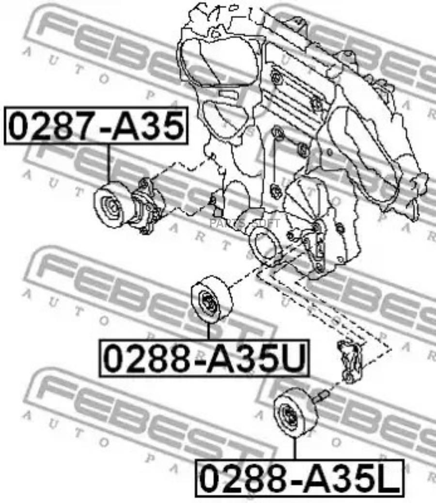 

Ролик обводной приводного ремня febest 0288-a35l