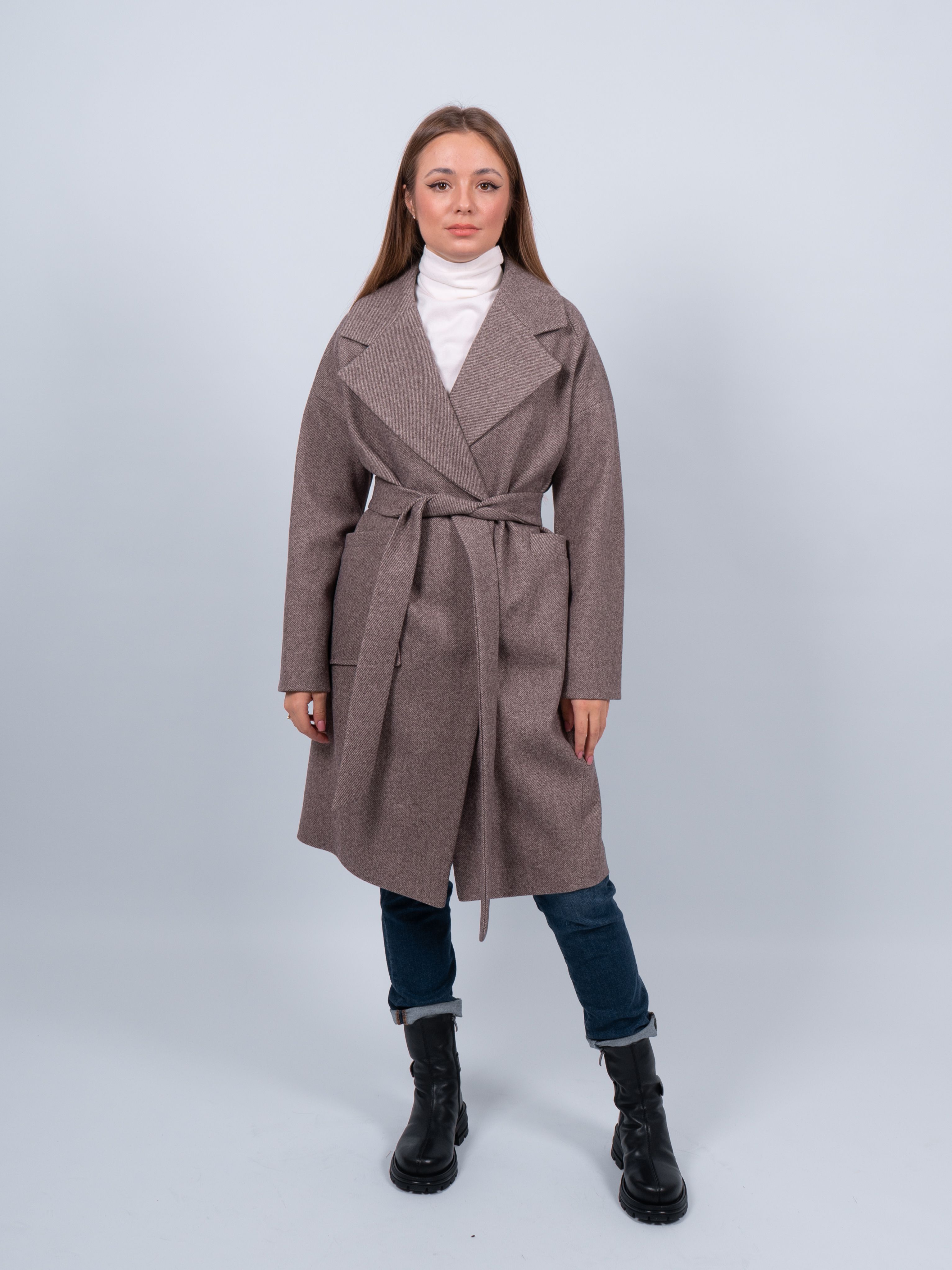 Пальто женское 365 clothes KR-291-рубчик коричневое 44 RU