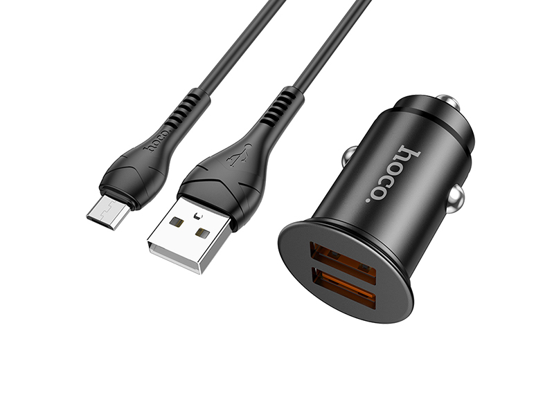 фото Зарядное устройство hoco nz1 developer 2xusb + кабель usb - microusb black