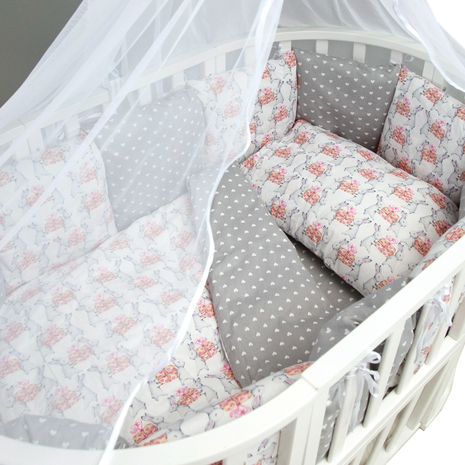

Комплект в кроватку Amarobaby Premium 18 пр. Подарочек, серый (бязь), AMARO-3018