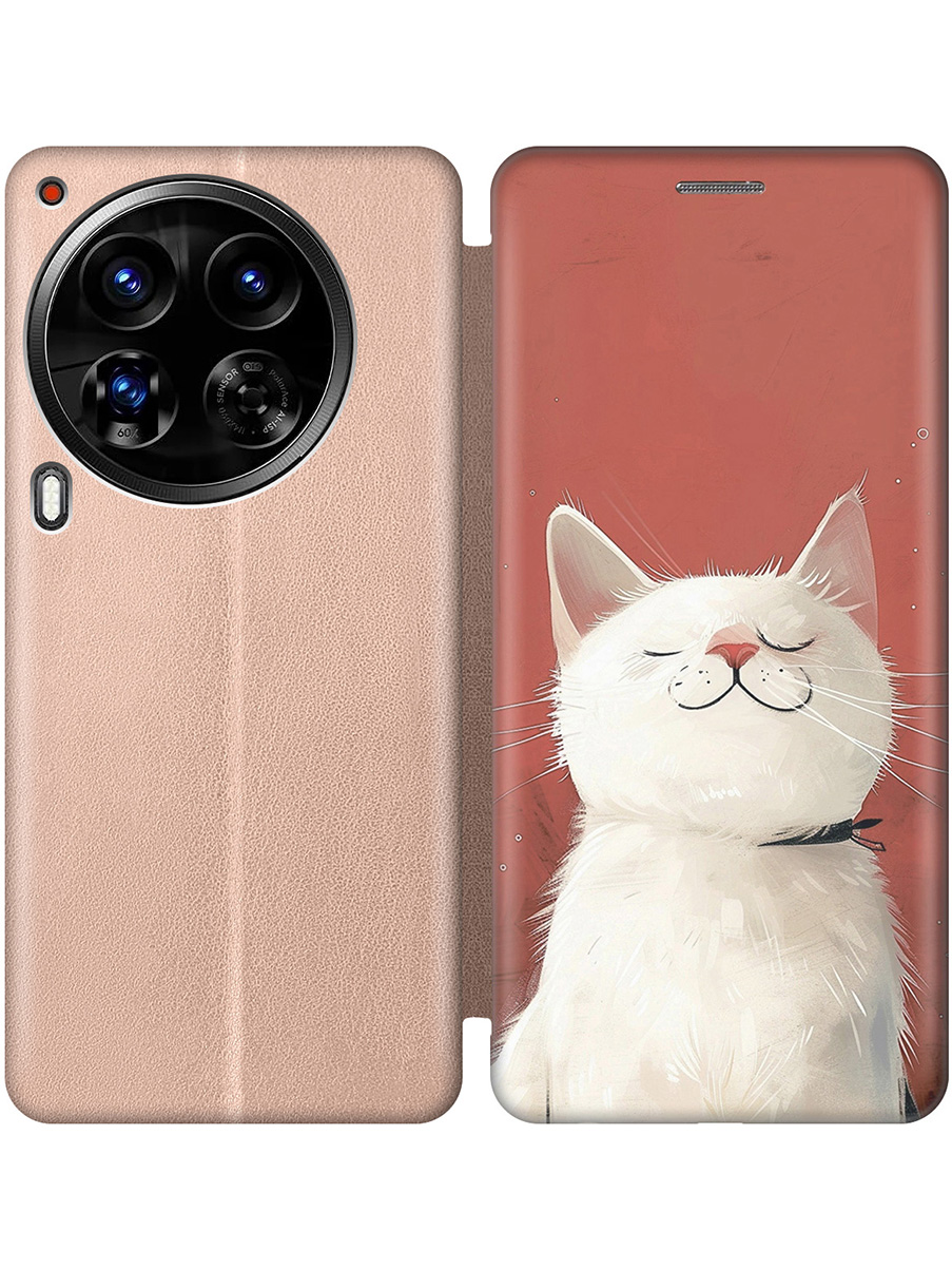 

Чехол-книжка на Tecno Camon 30 Premier 5g с принтом "Гордый котик" золотой, Золотистый;белый;красный, 782633012
