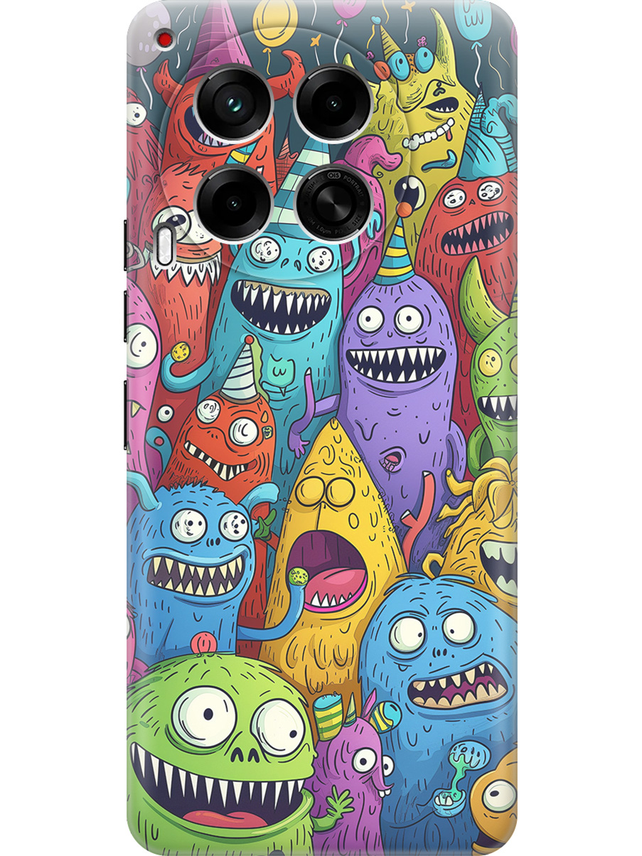 

Силиконовый чехол на Tecno Camon 30 4g / 30 5g с принтом "Веселые монстрики", Прозрачный;голубой;зеленый;черный, 782632472