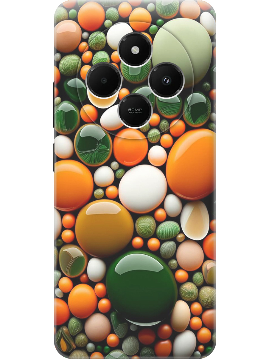 

Силиконовый чехол на Xiaomi Redmi 14C / Poco C75 с принтом "Оранжевые и зеленые камушки", Прозрачный;оранжевый;зеленый, 786715741