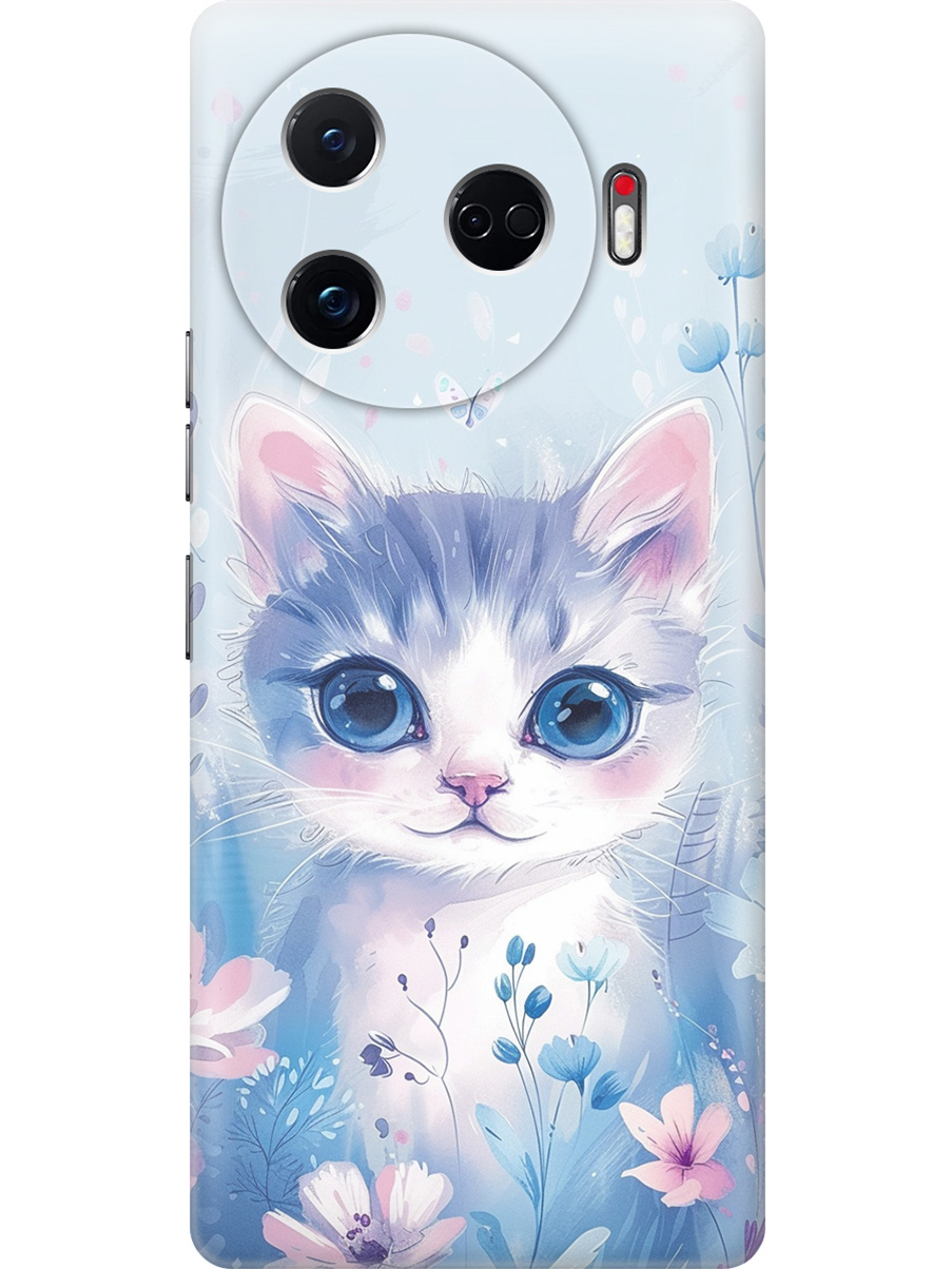 

Силиконовый чехол на Tecno Camon 30 Pro 5g с принтом "Котик в цветах", Прозрачный;белый;голубой;розовый, 782633612
