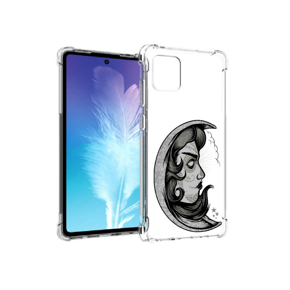 

Чехол MyPads Tocco для Samsung Galaxy Note 10 Lite черно белая луна с лицом, Прозрачный, Tocco