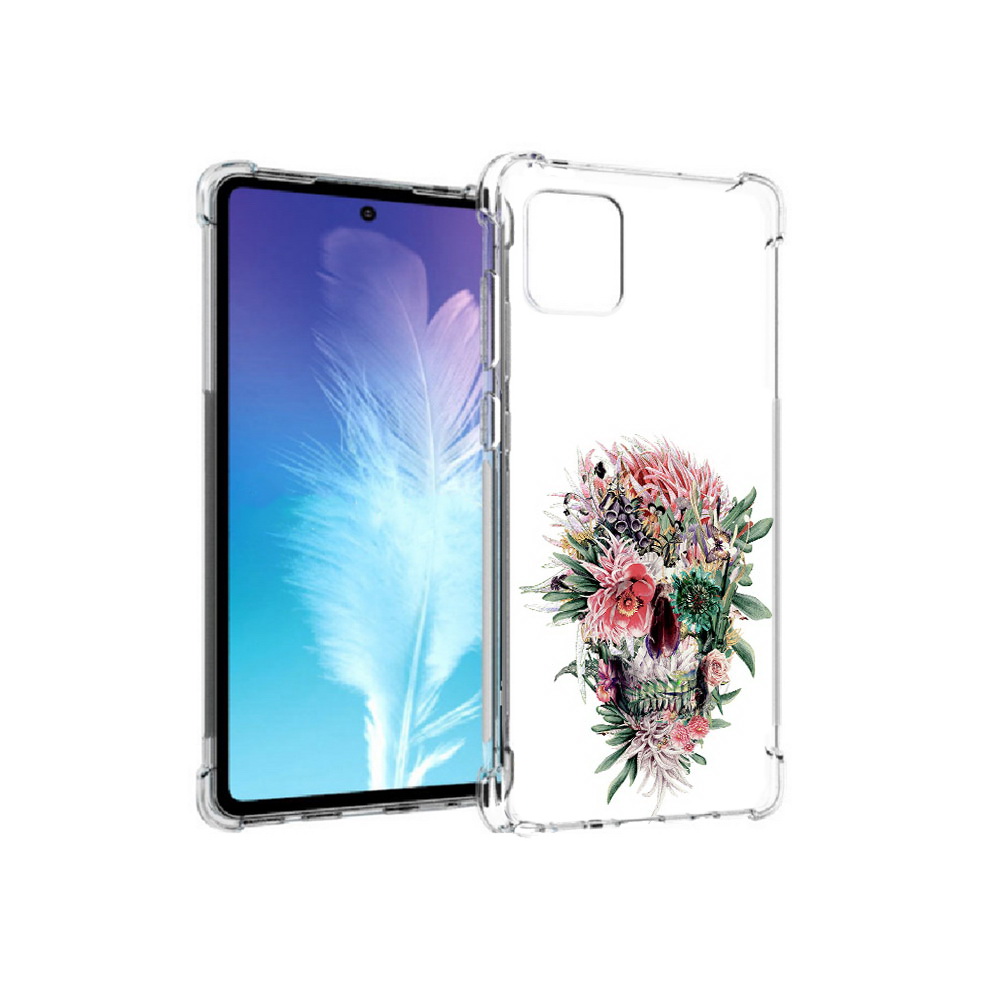 

Чехол MyPads Tocco для Samsung Galaxy Note 10 Lite череп из цветов (PT142413.491.677), Прозрачный, Tocco