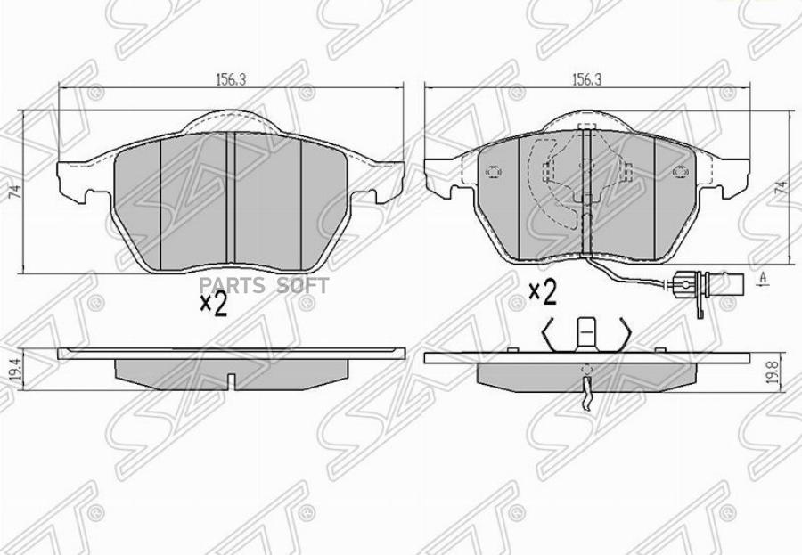 

Колодки тормозные перед VAG GOLF IV/PASSAT V/VI/A4 95-08/A6 95-05 SAT