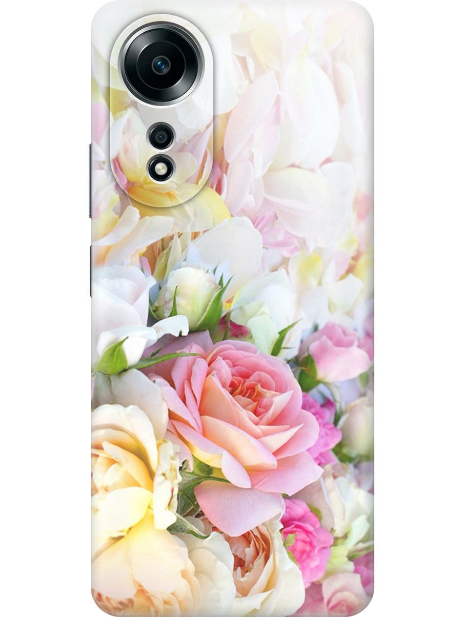 

Силиконовый чехол на Oppo A58 4G с принтом "Нежные розы", Прозрачный;белый;желтый;розовый, 782629421