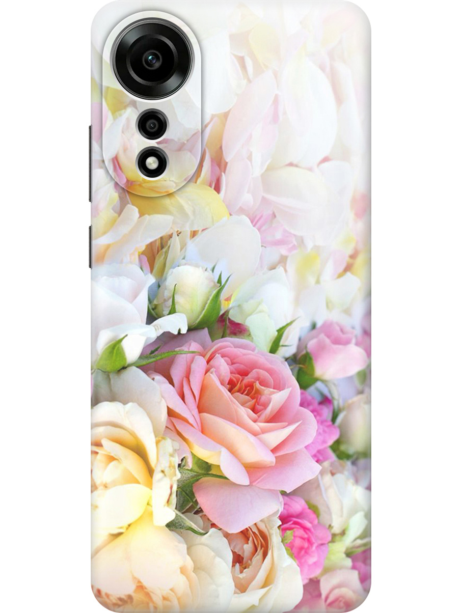 

Силиконовый чехол на Oppo A78 4G с принтом "Нежные розы", Прозрачный;белый;желтый;розовый, 782630021