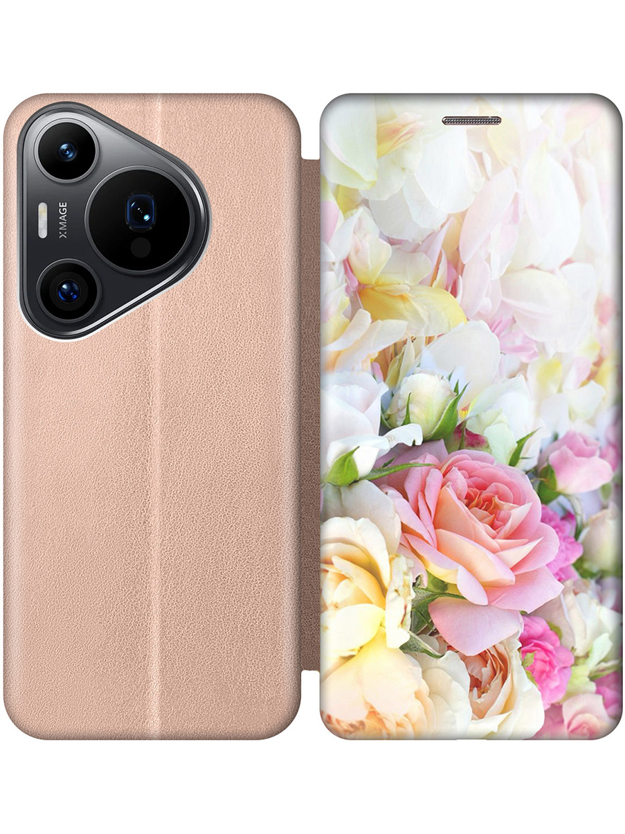 

Чехол-книжка на Huawei Pura 70 Pro / 70 Pro+ с принтом "Нежные розы" золотой, Золотистый;белый;желтый;розовый, 782625221