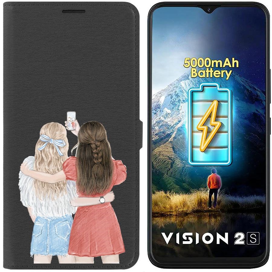 

Чехол-книжка Eco Book для ITEL Vision 2S Лучшие подруги, Черный