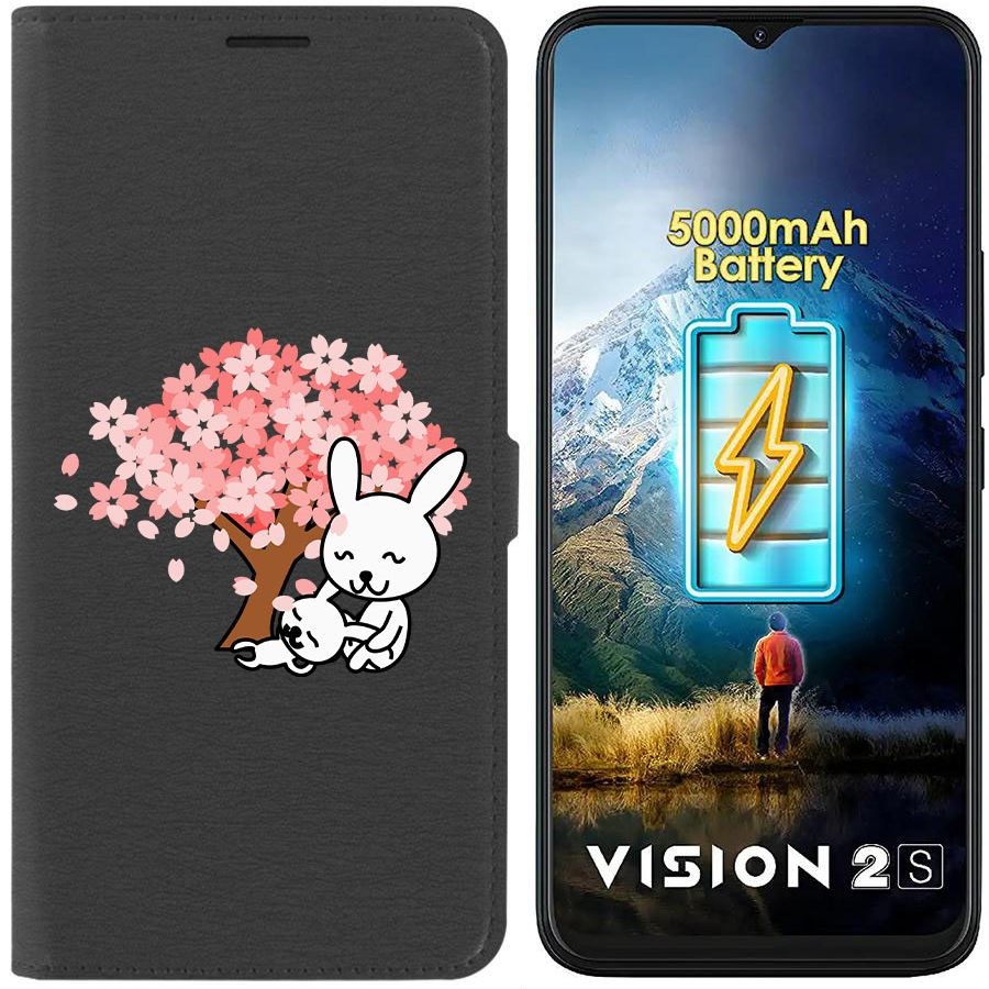 

Чехол-книжка Eco Book для ITEL Vision 2S Кролики, Черный