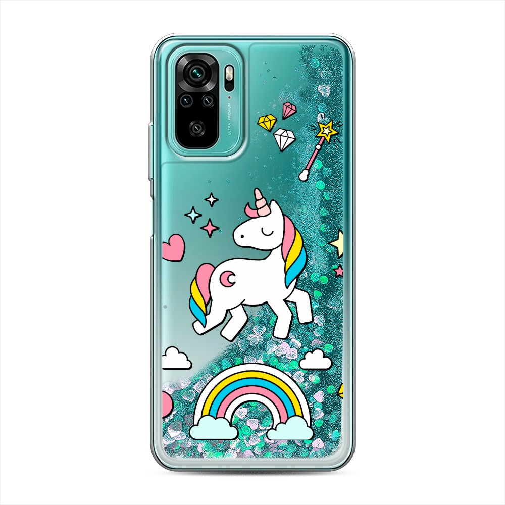 

Жидкий чехол с блестками "Принцесса единорог" на Xiaomi Redmi Note 10