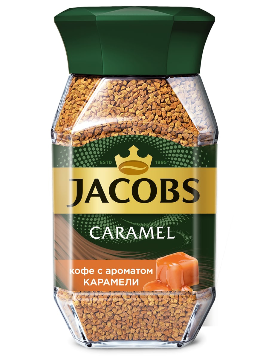 фото Кофе растворимый jacobs caramel, натуральный, сублимированный, с ароматом карамели, 95 г